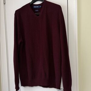 Poli golf by Ralph Lauren Burgundy V-Neck Sweater cotton alpaca size size M